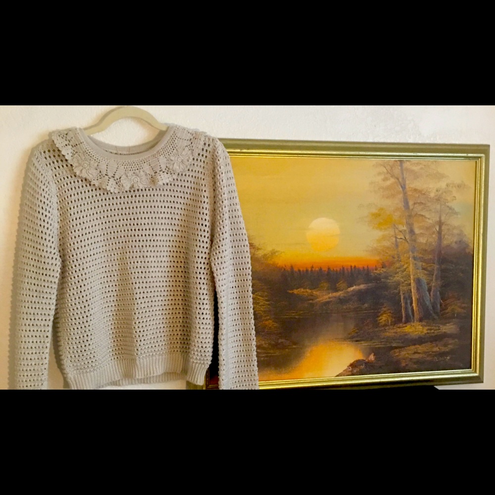 Doen Gray Crochet Sweater